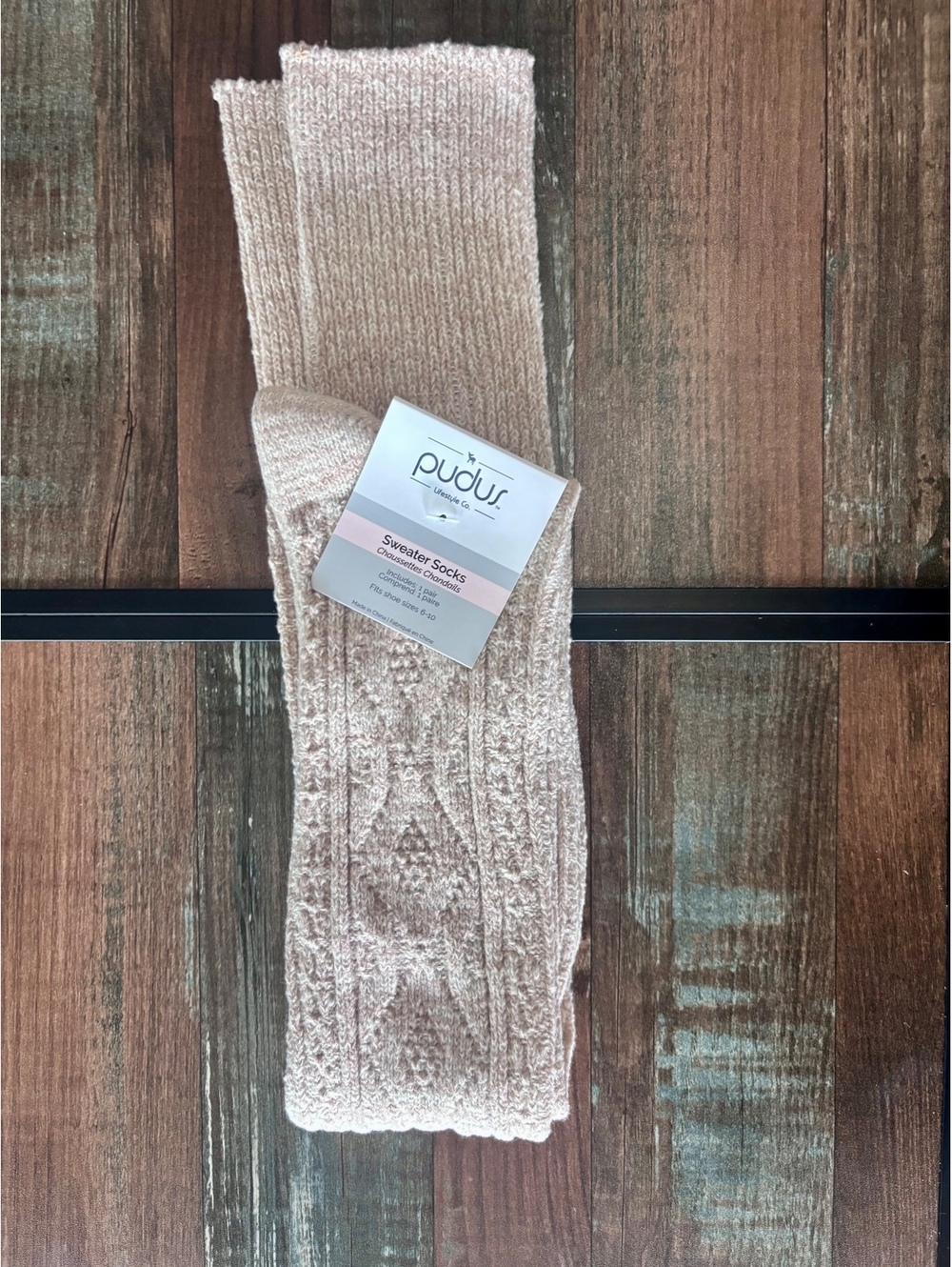 Pudus tan Sweater socks NWT